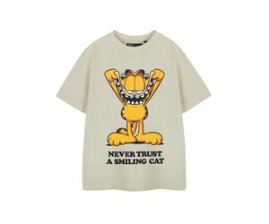 Garfield Boys Beige Smiling Cat Short Sleeved T-Shirt - 11-12 Years