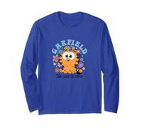 Garfield Chibi Floral Too Cute to Care in Black Text Long Sleeve T-Shirt