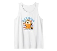 Garfield Chibi Floral Too Cute to Care in Black Text Tank Top