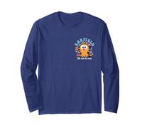Garfield Chibi Floral Too Cute to Care in White Left Chest Long Sleeve T-Shirt