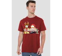 Garfield Christmas Banner T-Shirt, Cardinal in Red | Size: 2XL Garfield Red 2XL
