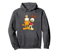 Garfield Classic Odie Smiling Happy Photo Pose Bunny Ears Pullover Hoodie, Adult Unisex, Dark Heather Grey, Medium