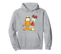 Garfield Classic Odie Smiling Happy Photo Pose Bunny Ears Pullover Hoodie, Adult Unisex, Heather Grey, XX-Large