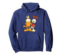 Garfield Classic Odie Smiling Happy Photo Pose Bunny Ears Pullover Hoodie, Adult Unisex, Navy Blue, XX-Large