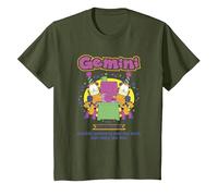 Garfield Gemini Zodiac Sign Horoscope Humour T-Shirt, Youth, Olive Green, Medium