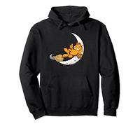 Garfield Halloween Crescent Moon Broom Riding Garfield Pullover Hoodie
