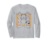 Garfield Halloween Menacing Looking Garfield Retro Checkers Long Sleeve T-Shirt