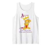 Garfield House Cat King Big Ego Comedy Meme Classic Cartoon Tank Top