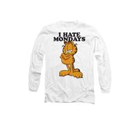 Garfield I Hate Mondays Unisex Adult Longsleeve T Shirt, White Garfield White XXL