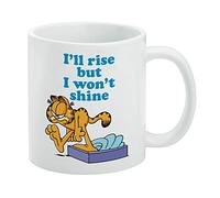 Garfield I'll Rise but I won't Shine Ceramic Coffee Mug, Novelty Gift Mugs for Coffee, Tea and Hot Drinks, 11oz, White