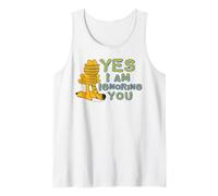 Garfield Lazy Bored Cat Ignoring Comedy Meme Cartoon Classic Tank Top