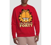 Garfield Life Begins At Forty Sweatshirt, Red | Size: Large Garfield Red L
