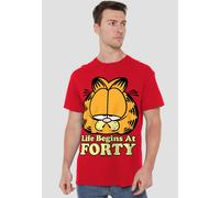 Garfield Life Begins At Forty T Shirt, Red Garfield Red XXL