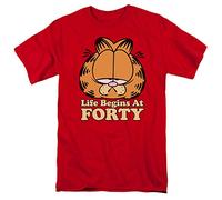 Garfield Life Begins at Forty Unisex T Shirt, Red, Large