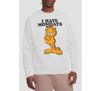 Garfield Men's I Hate Mondays Unisex Crew Sweatshirt, White, Medium in White | Size: Small Garfield White S