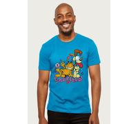 Garfield Men's Odie & Retro 90s Snack Art T-Shirt in Bright Blue | Size: 2XL Garfield Bright Blue 2XL