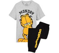 Garfield Mens Short Sleeve Long Leg Pyjama Set Black Multi Character XX-Large