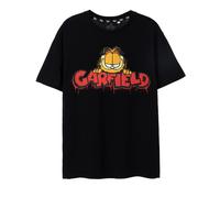 Garfield Mens T-Shirt in Black | Urban Graffiti Short Sleeve Graphic Tee for Adults | Spray Can Effect Streetwear Cartoon Top | 90s Nostalgic Fashion Merchandise Gift for Men