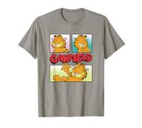 Garfield Multiple Poses Stacked Colorful Panels Logo T-Shirt