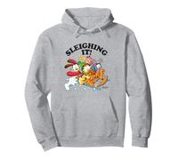 Garfield Sleighing It Sledding Cast Cute Christmas Holiday Pullover Hoodie