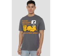 Garfield Stay Awake T-Shirt, Charcoal in Grey | Size: Large Garfield Grey L