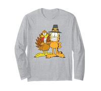 Garfield Thanksgiving Pilgrim Friends Distressed Group Shot Long Sleeve T-Shirt