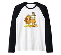 Garfield Thanksgiving Pilgrim Friends Distressed Group Shot Raglan Baseball Tee