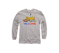 Garfield This Is Living Long Sleeve T-Shirt, Athletic Heather in Grey | Size: Medium Garfield Grey M