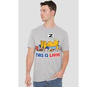 Garfield This Is Living T-Shirt, Athletic Heather in Grey | Size: 5XL Garfield Grey 5XL