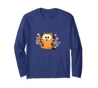 Garfield Too Cute To Care Chibi Floral Front & Back Long Sleeve T-Shirt