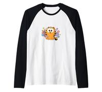 Garfield Too Cute To Care Chibi Floral Front & Back Raglan Baseball Tee