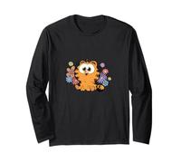 Garfield Too Cute To Care Floral Chibi Front & Back Long Sleeve T-Shirt