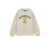 Garfield Unisex Beige College Sweatshirt | Vintage Cartoon Cat Graphic Sweater | Cozy Crewneck Pullover | Retro Apparel | Fun Gift for Fans & Students
