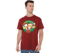 Garfield Unisex Garfield Christmas Wreath Unisex T Shirt, Cardinal T-Shirt (Pack of 1)