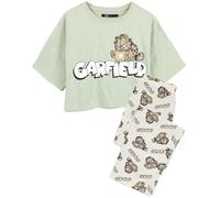 Garfield Women's Short Sleeve Long Leg Pyjama Set (Adult Green/Oatmeal) in Green | Size: Large Garfield Green L