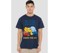 Garfield Works For Me T-Shirt, Navy | Size: Large Garfield Navy L