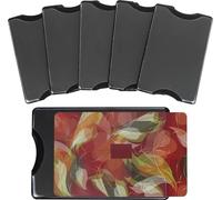 Garfoniex 5 Pack RFID Blocking Sleeves Durable Transparent Plastic Credit Card Sleeve Protector Identity Theft Protection Secure Clear Card Holders, Black-5 Pcs, Minimalist
