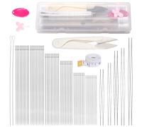 GarfxG 80 PCS Bead Needle Set, 60 PCS Straight Seed Beading Needles, 10 PCS Collapsible Big Eye Beading Needles w 2 PCS Twisted Bead Needles for Jewelry Making, Bead & Sequin Embroidery Crafting DIY