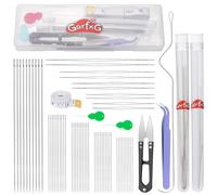 GarfxG Bead Needle Set, 50 PCS Straight Seed Beading Needles, 10 PCS Collapsible Big Eye Beading Needles w Curved Bead Spinner Needles for Jewelry Making, Bead & Sequin Embroidery Crafting DIY