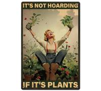Gargen Girl Tin Sign Girl with Plants Metal Tin Signs It'sHoarding If It's Plants Metal Plaque Gardening Art Signs Man Cave for Bedroom Living Room Wall Decoration 8"x12"