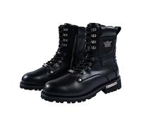GARGOYLE BELLS Men's Motorcycle Boots PU Leather Combat Boots For Men Biker Boots with Lace-Up And Side Zipper, Black, 11.5