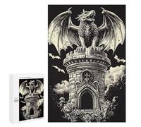 Gargoyle on Tower, 1000 PCS Wooden Jigsaw Puzzle for Adults, Home Décor Activity, for Relaxing Solo Or Group Play