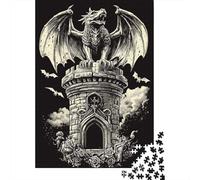 Gargoyle on Tower 1000-Piece Adult Jigsaw Puzzle, 52x38cm/1000pcs; Clean White Cardboard for Sorting; Screen-free Family Time at Home