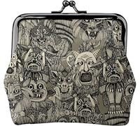 Gargoyles Vintage Black Women's Leather Coin Purse, Small Change Pouch with Kiss-Lock Clasp Closure Buckle Wallet for Girl Gift