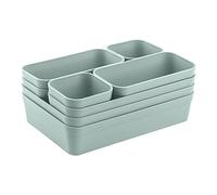 Gariella 1 x Drawer Organiser Set, Storage Box, One-Piece Separation System, Adjustable Utensils, Storage Space, Living Room, Bathroom, Plastic, Pastel Green