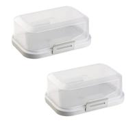 Gariella 2 x Stackable Butter Dish with Plastic Lid, Grey, BPA-Free, Multi-Purpose