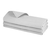 Gariella - Set of 3 Tea Towels / Light Grey / Silver / 100% Cotton / with Hanger / 70 x 50 cm / Waffle Pique / Catering Quality / Kitchen Towel / Cleaning Cloth / Waffle Pattern / Absorbent / Robust