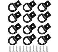 garini Black D Ring Tie Down Anchors,12Pcs Heavy Duty D Ring with Screws,Surface Mount Hooks Securing Cargo for Trailer, Truck Bed Or Deliveries