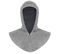 GARINOM Medieval Faux Chain Mail Knight Coif Costume - Renaissance Hood LARP Copsplay Accessory., Silver, One Size