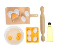 GARIOUANS 1 Set Miniature Kitchen Accessories for Dollhouse Play Includes Decorative Fake Rolling Pin Egg Bowl and Oil Tool for Imaginative Pretend Play and Fine Motor Skill Development